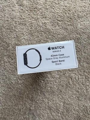 Apple Smart Watch 3 GPS 42mm Space Gray Aluminum Case Black Sport