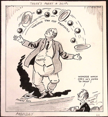 Congress Juggles Tax Cut Programs George White Tampa Tribune Original Drawing