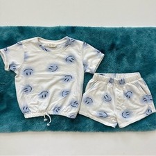 Jessica Simpson White and Blue Smiley Short Set Size 5