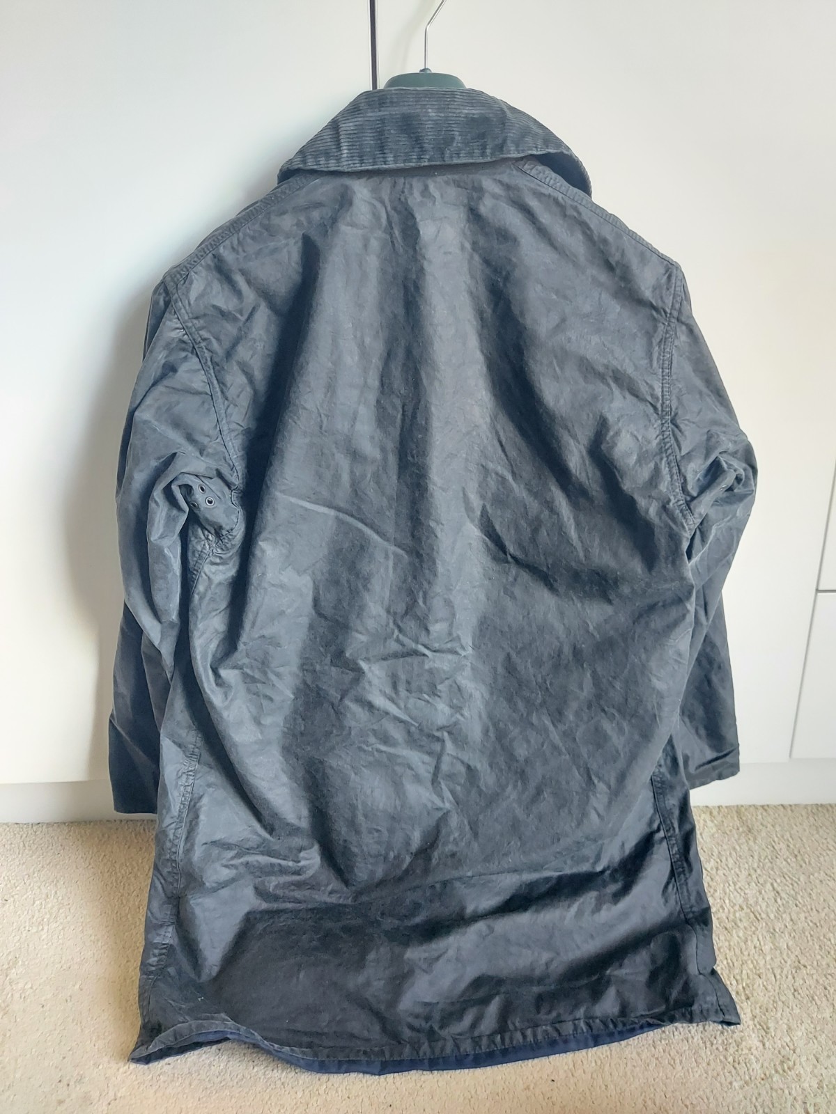 Barbour A205 Border Wax Jacket Navy Blue, C38/97cm, Medium, Vintage 1989 image 3