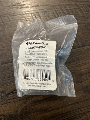 1 Brainerd Flared Crib 1-3/16'' Matte Black Round Cabinet Knob P45992W-FB-C
