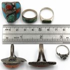 Southwest Sterling Turquoise Red Coral Inlay 3.75-10.75 Rings Lot of 6 #S5483-4 — photo 7