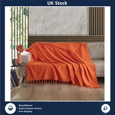 Orange Throw 100% Cotton Large Throw For Sofas | Beds | Settees | Bedspread D...