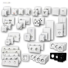 FLAIR Programma di interruttori bianco da incasso serie UP con telaio interruttori e prese elettriche