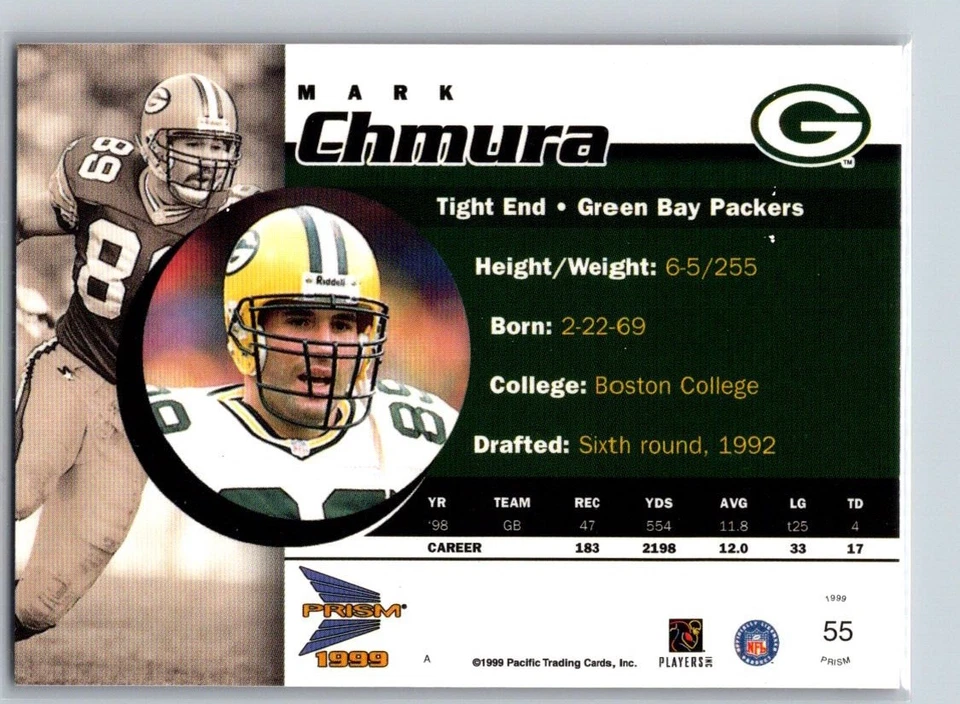 1999 Pacific Prism #55 Mark Chmura Holographic Purple #/320 - Image 2 of 2