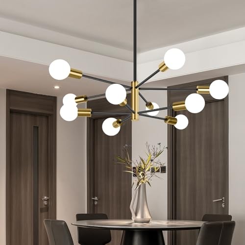 СОВРЕМЕННАЯ ЛЮСТРА SPUTNIK BESLOWE НА 10 ЛАМП, JP2034.10BKGD - ЧЕРНЫЙ С ЗОЛОТОМ