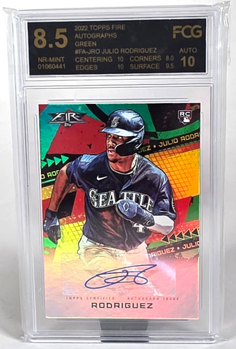 Julio Rodriguez [Green] #FA-JRO 2022 Topps Fire Autographs card