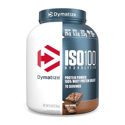 Dymatize ISO100 Whey Protein Powder Isolate 5 Pound Fudge Brownie BCAAs Less