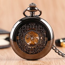 Antique Men Pocket Watches Hanwinding Mechanical Pendant Necklace Chain Gift