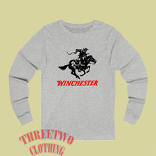 Winchester Gun Pistols Rifle Firearms Men's Grey Size S to 3XL