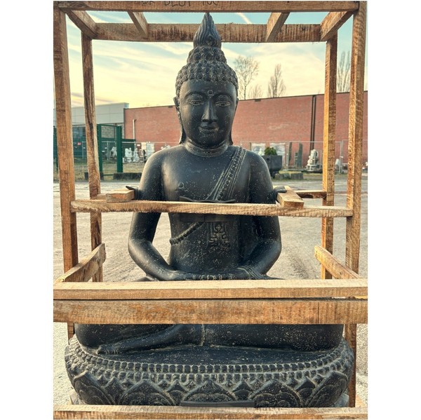 Buddha Skulptur Steinguss Teich Frostfest Figuren Buddhas Deko KA-BR-BLOT-100-image