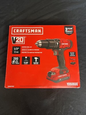 CRAFTSMAN 20V MAX V20 1/2'' Variable Speed Hammer Drill 2 Batteries