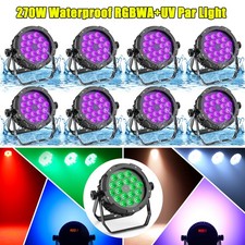 10X 270W IP67 Waterproof LED Par Light RGBWA UV Outdoor Stage Lights DJ Party
