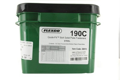 Genuine Flexco 190C Pail of 100 Sets Style 190 Quick Fit Bolt Solid Plate Fas...