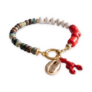 Authentic African Turquoise & Dyed Bamboo Coral Bracelet Handmade Gold Plated Beachcomber