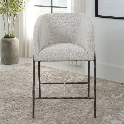Uttermost Jacobsen 27" Contemporary Steel and Fabric Counter Stool in Gray - Picture 7 of 7