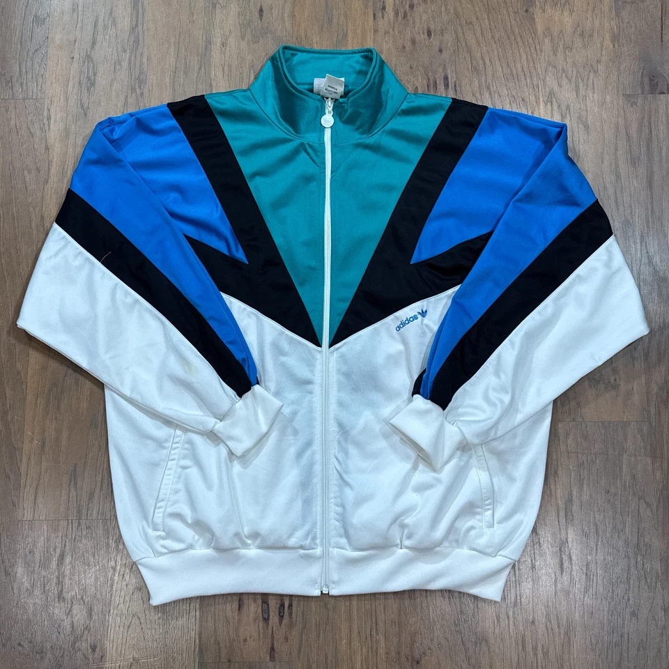 Chaqueta Adidas De Colección Para Hombre XL Bloque de Color Cremallera Completa Cortavientos Pista Abrigo Bolsillos Foto 2 de 4