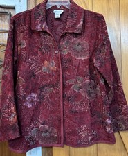 COLDWATER CREEK Vintage Tapestry Jacket Blazer Burgundy Regency Boho Womens 1X