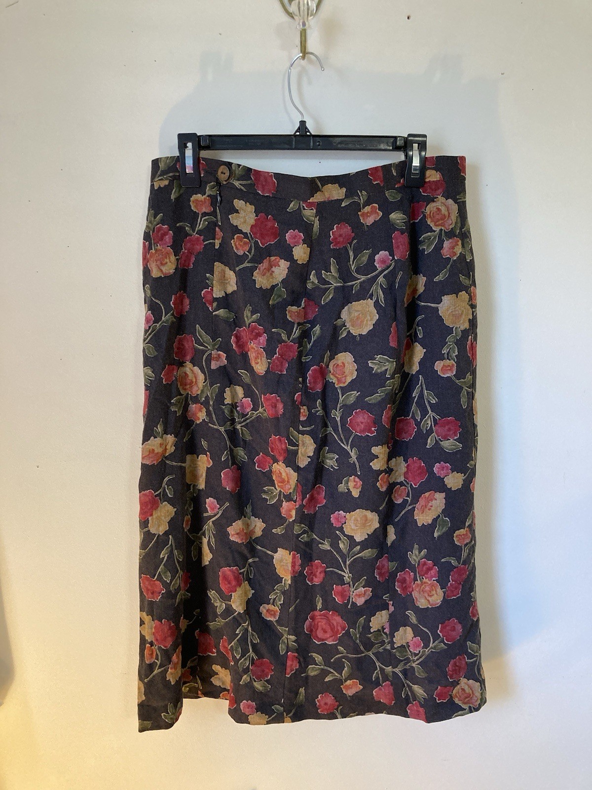 Vintage Geiger of Austria 100% Wool Floral Midi Skirt Multicolor Sz L 42 Dirndl