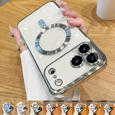 For iPhone 17 16 15 14 Pro Max 12 13  Case Mag Safe Magnetic Plating Soft Cover