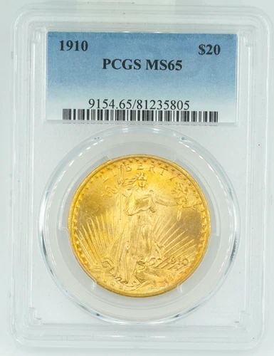 1910 PCGS MS65 Saint Gaudens Double Eagle PQ