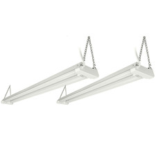 2 Pack Motion Sensor 4ft Led Utility Shop Light 40w Plug In Linkable Light Fixt