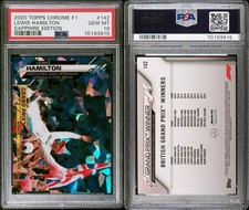 Lewis Hamilton 2020 Topps Chrome Sapphire F1 #142 PSA 10 UK Flag Crowd Surf