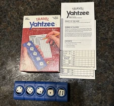 Vintage 1984 Milton Bradley Travel YAHTZEE Mini Size Dice Game Complete Box Fun!