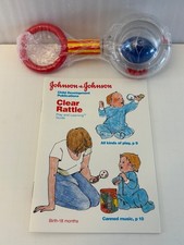 Nowy NOS 1985 Johnson & Johnson Playpath Przezroczysty niemowlę dziecko Plastikowa grzechotka Zabawka Czerwona