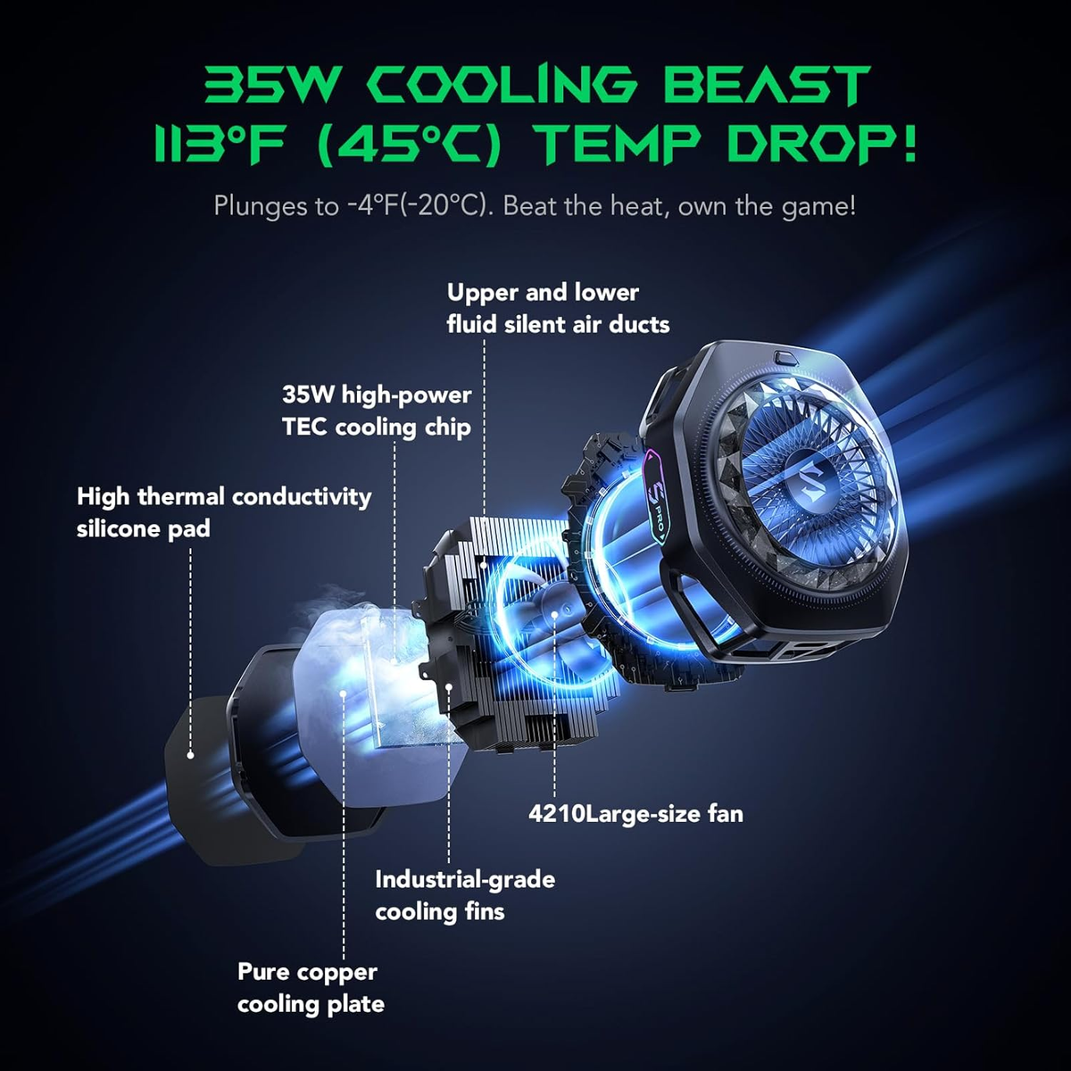 Black Shark Magnetic Phone Cooler 5 Pro - 18 Addressable RGB LEDs