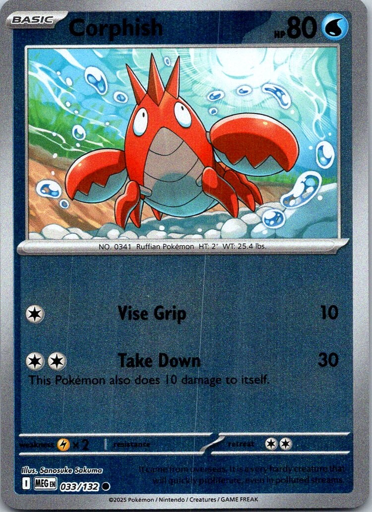 Corphish Reverse Holo Common ME01: Mega Evolution - 033/132 NM