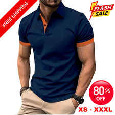 Men's Trendy Short Sleeve Polo Shirt Casual T-shirt Tee Summer Fashion Gym Gift