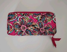 Vera Bradley Women's Pink Floral Pencil Case/ Pencil Pouch Zip Closure