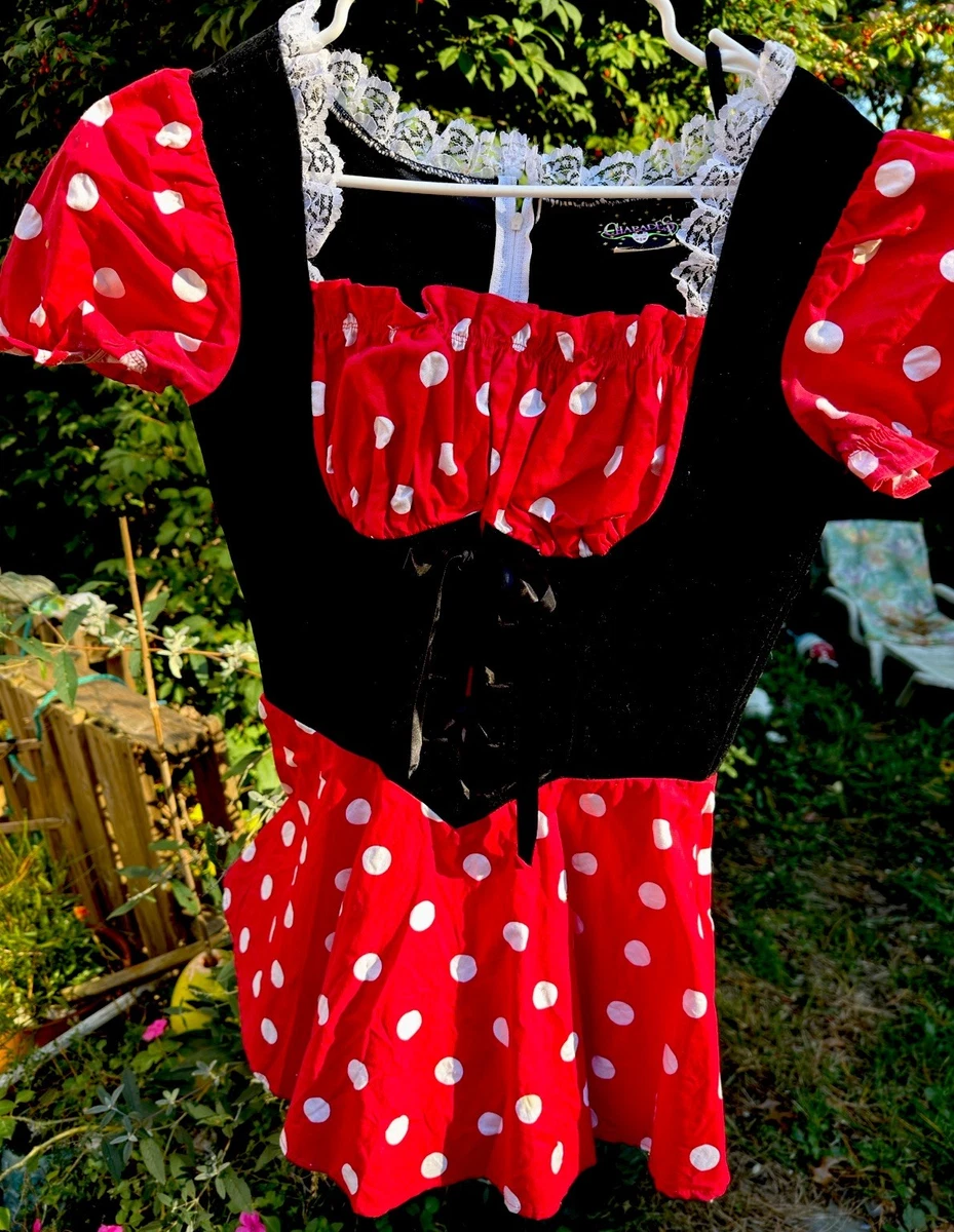 Charades Little Miss Mouse Minnie Dress Bustier Style Velvet Mini Dress Size Med
