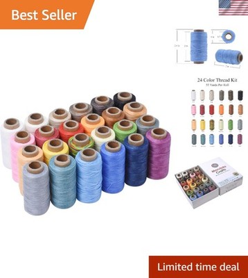 Versatile Waxed Thread Set - 24 Colors, 1mm Thick, 55 Yards for All Crafts