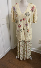 Vintage 90s Susan Bristol Floral Embroidered 2-Piece Skirt Set Size XL
