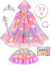Princess Dress up for Girls, Unicorn Light up Princess Cape Princess Dress Costu