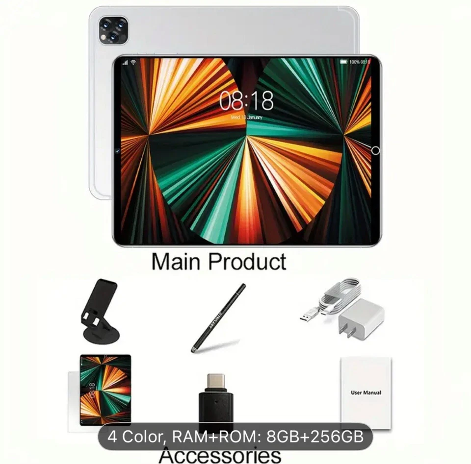 Q7 Latest 2025 Android 14 10.1 Inches 8GB+ 256GB HD Smart Tablet Building Camera - Image 4 of 4