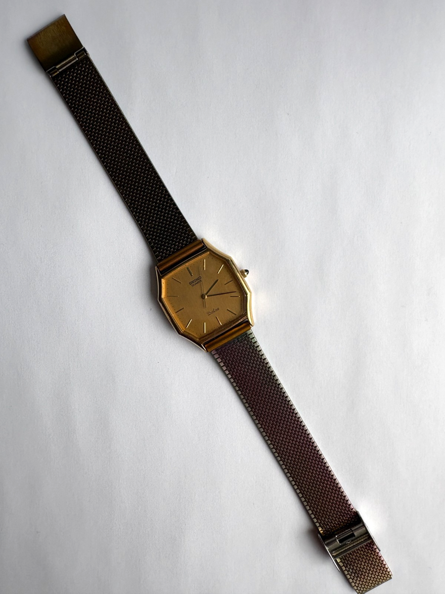 N MINT] Vintage Seiko Dolce 6030-5500 29mm Gold Dial Octagon