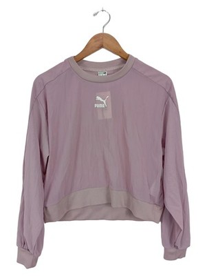 Puma Damen Sportlicher Pullover Lila Gr. 36/S Langarm Logo-Print