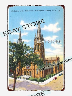 1930-45 Cathedral of Immaculate Conception, Albany, New York tin sign