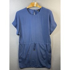 Victorias Secret Blue Drawstring Waist Tie Utility Mini Dress Size XS Sexy Chic