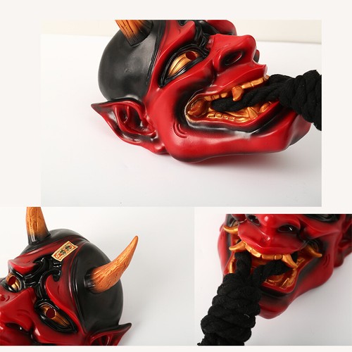 Maschera giapponese Prajna oggetti di scena cosplay fantasma diavolo Hannya Halloween maschera viso completa - Foto 12 di 19