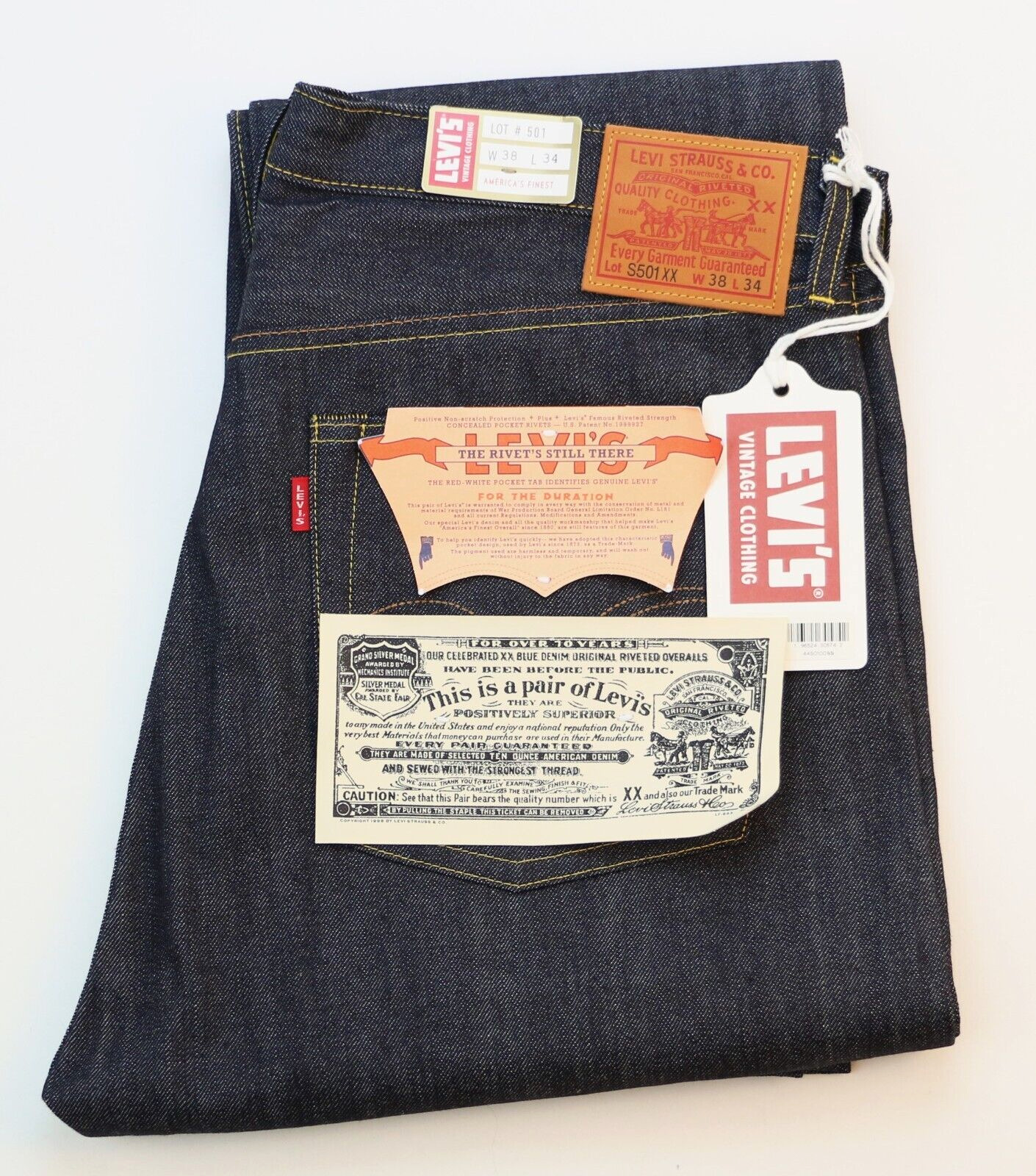 Винтажная одежда Levis 1944 501 Мужские джинсы W38 L34 с вырезами LVC Сделано в Японии