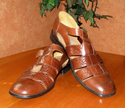 Stacy Adams Cognac Brown Leather Fisherman Comfort-Flex Men's Sandals Sz 12 | eBay