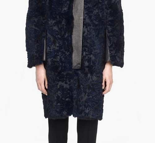 HELMUT LANG Fontana Blue Real Rabbit Fur Lamb Leather Runway Coat Parka Anorak M - Picture 6 of 12