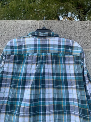 Eddie Bauer Flannel Shirt Blues & Cream Plaid Long Sleeve Classic Fit Men's XL - Picture 6 of 8
