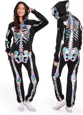 Tipsy Elves One Piece Zip Up Mask Skeleton Jumpsuit