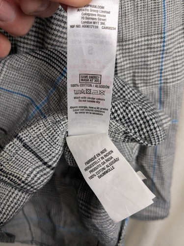 Topman Men's casual shirt long sleeve size small check cotton - Picture 6 of 10