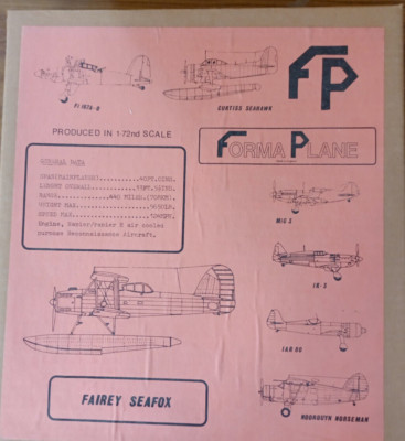 1:72 Fairey Seafox FORMA PLANE mega selten Vacukit